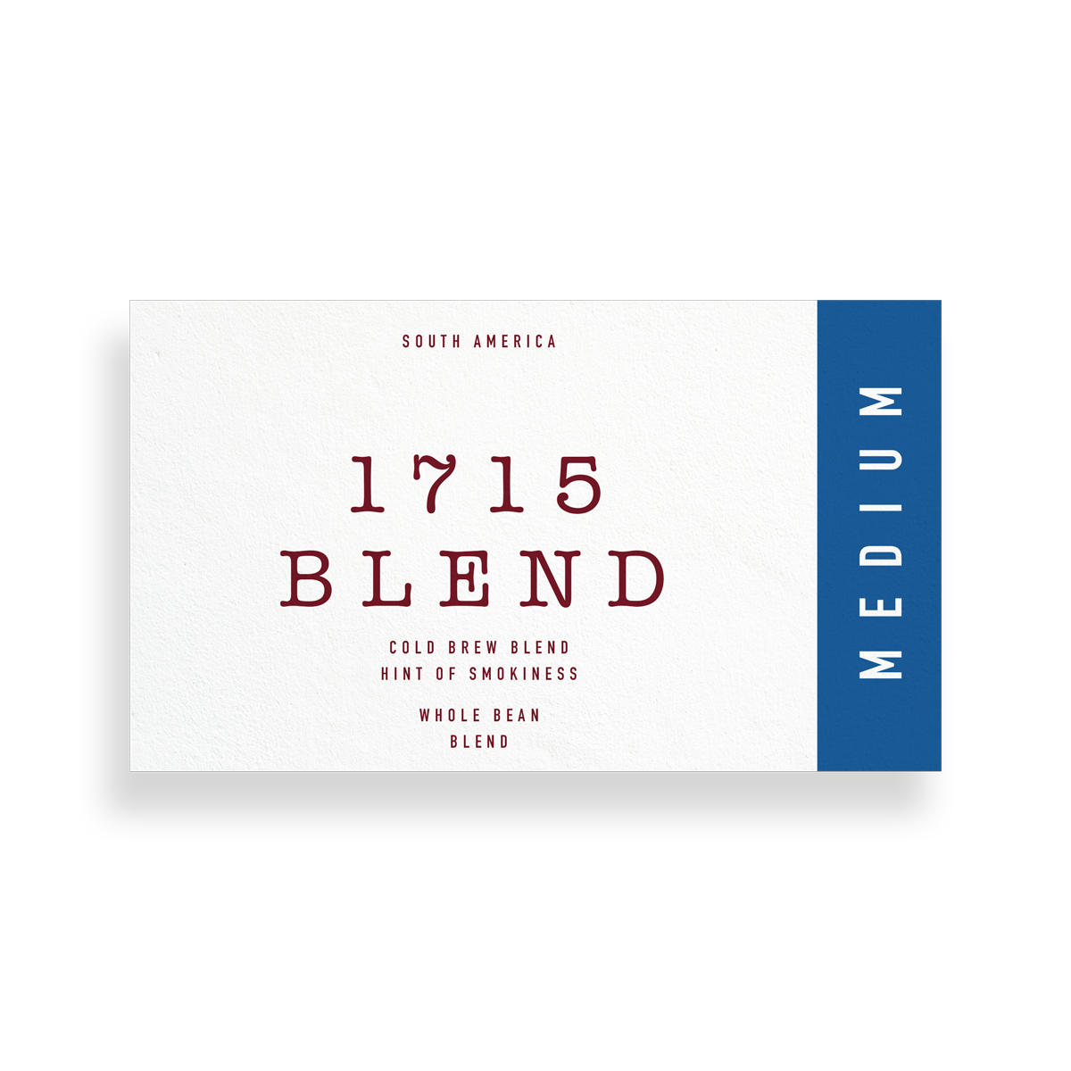 1715 Blend Bag Label, describing the coffee